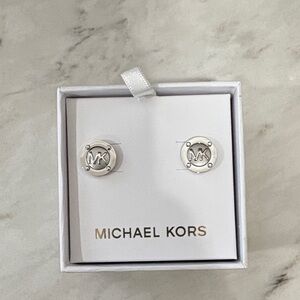 Michael Kors Silver Logo Earrings